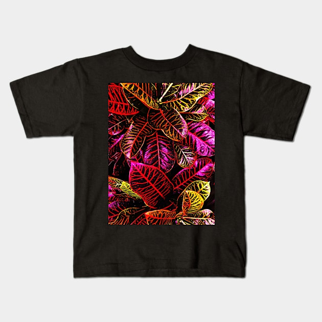 Pink Crotons Plant Kids T-Shirt by Rosemogo